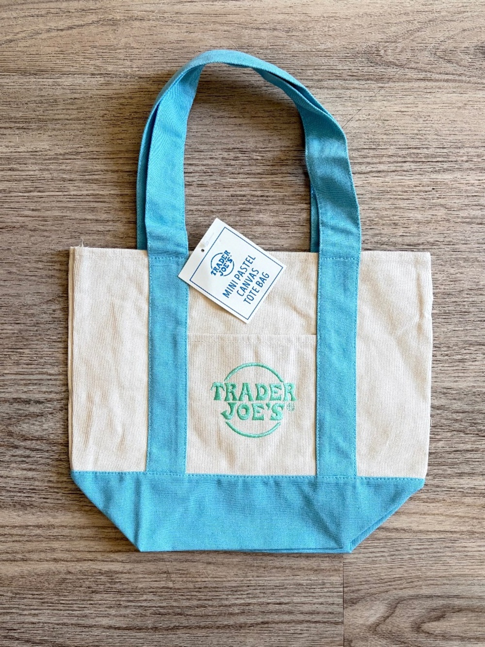 Trader Joe's Special Edition Mini Pastel Canvas Tote Bag 2026 BLUE